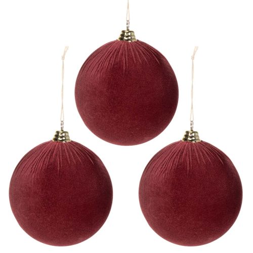 Weihnachtskugeln Rot Samtoptik