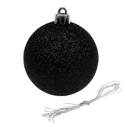 Floristik24 Weihnachtskugel Schwarz Mix Ø7cm Plastik 6St