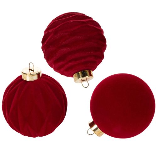 Samtig beflockte Weihnachtskugeln Bordeauxrot Ø 8 cm Set 12 Stück online kaufen | Floristik24.ch