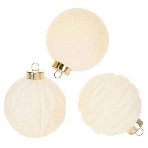 Weihnachtskugel-Set Kunststoff Cremeweiss Struktur-Mix 8 cm 12 Stück online kaufen | Floristik24.ch