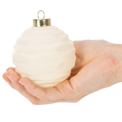 Weihnachtskugel-Set Kunststoff Cremeweiss Struktur-Mix 8 cm 12 Stück | Floristik24.ch