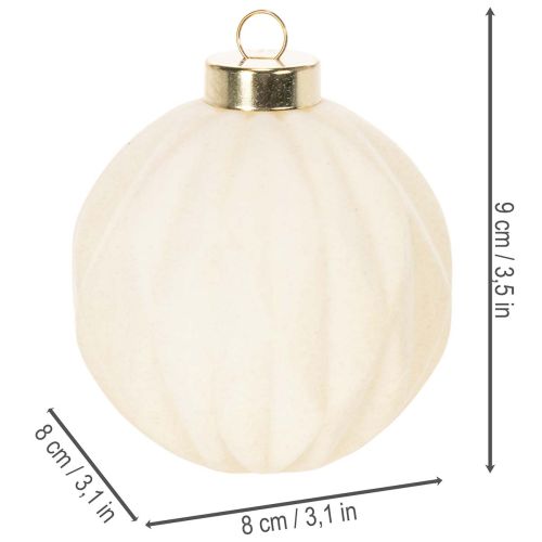 Weihnachtskugel-Set Kunststoff Cremeweiss Struktur-Mix 8 cm 12 Stück | Floristik24.ch