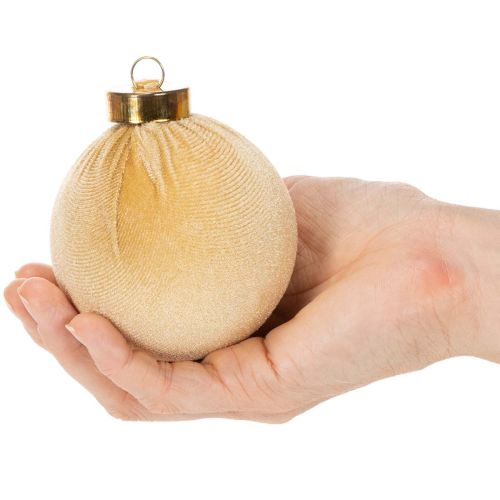Weihnachtskugeln aus Styropor mit Samtüberzug, Ø 8 cm, cremeweiss, beige, braun, 12er Set | Floristik24.ch