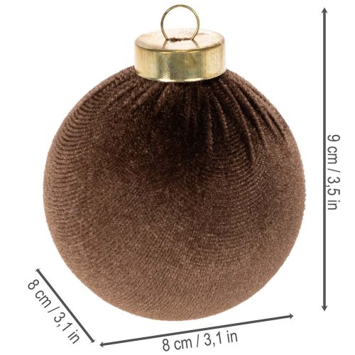 Weihnachtskugeln aus Styropor mit Samtüberzug, Ø 8 cm, cremeweiss, beige, braun, 12er Set | Floristik24.ch