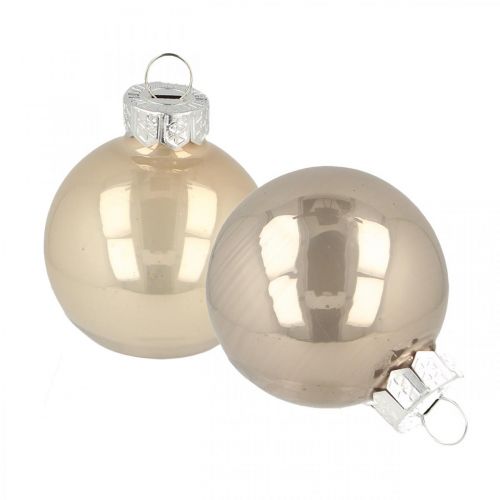 Christbaumkugeln, Mini-Baumkugeln, Weihnachtsschmuck-Mix Beige/Perlmutt H4,5cm Ø4cm Echtglas 24 St