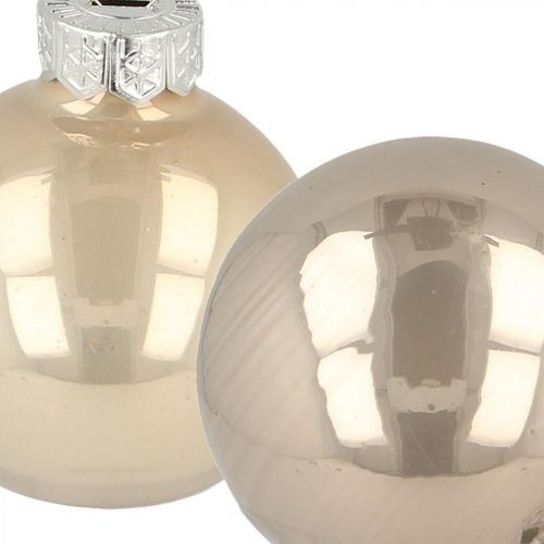 Floristik24 Christbaumkugeln, Mini-Baumkugeln, Weihnachtsschmuck-Mix Beige/Perlmutt H4,5cm Ø4cm Echtglas 24 St