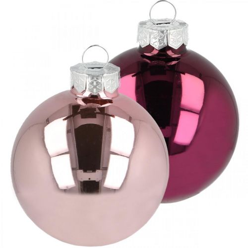 Artikel Weihnachtskugel, Christbaumschmuck, Baumkugeln Violett H6,5cm Ø6cm Echtglas 24 St