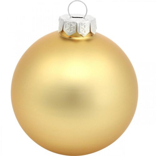Floristik24 Baumkugel, Christbaumschmuck, Weihnachtskugel Golden H8,5cm Ø7,5cm Echtglas 12St
