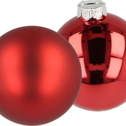 Floristik24 Christbaumkugel, Baumschmuck, Weihnachtskugel Rot H8,5cm Ø7,5cm Echtglas 12St