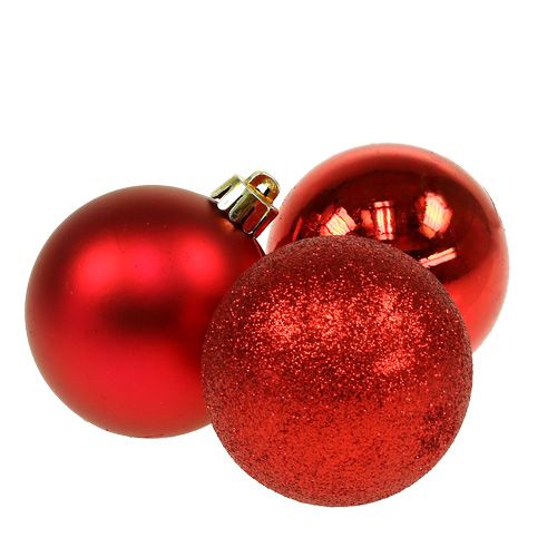 Floristik24 Weihnachtskugel Kunststoff Rot 6cm 10St
