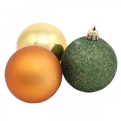 Weihnachtskugeln, Adventsdeko, Christbaumschmuck Orange/Golden/Grün Ø5,5cm Kunststoff 10St