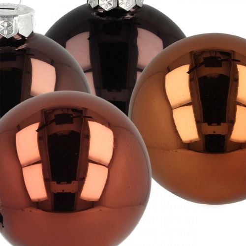 Floristik24 Christbaumkugeln, Baumschmuck, Weihnachtskugel Braun H6,5cm Ø6cm Echtglas 24 St