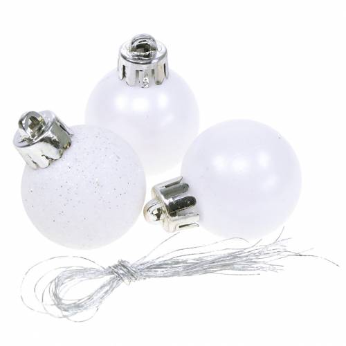 Floristik24 Christbaumschmuck Weihnachtskugel Weiß 3cm 14 St