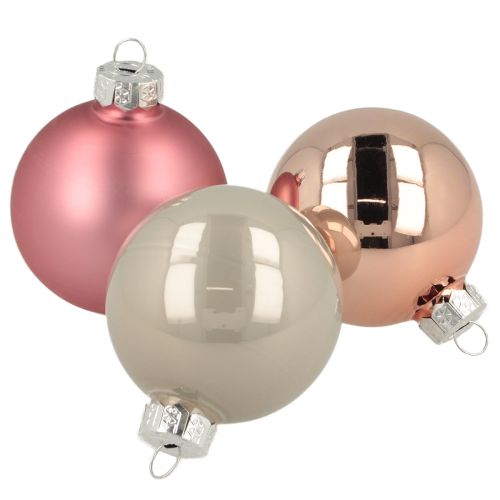 Floristik24 Weihnachtskugeln Glas Baumschmuck Rosa Grau Ø50mm 24 St