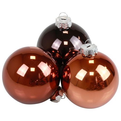 Weihnachtskugeln Glas Braun Mix Baumkugeln Glanz Ø7,5cm 12St