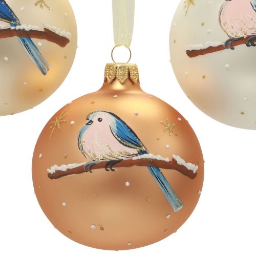 Floristik24 Weihnachtskugeln Glas Christbaumkugel Vogel Winter Ø8cm 6St