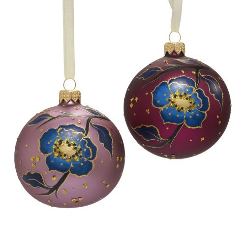 Artikel Weihnachtskugeln Glas Lila Christbaumkugeln Blume Ø8cm 6St