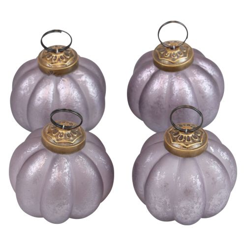 Floristik24 Weihnachtskugeln Glas Lila Christbaumkugeln Vintage Ø6cm 4 St