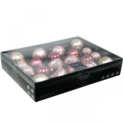 Floristik24 Weihnachtskugeln Glas Rosa Gelb Sortiert Ø4,5-7cm 20 St