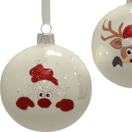 Floristik24 Weihnachtskugeln Glas Weiß Christbaumkugeln Winter Ø8cm 6St