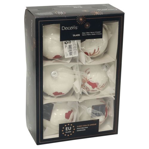 Floristik24 Weihnachtskugeln Glas Weiß Christbaumkugeln Winter Ø8cm 6St