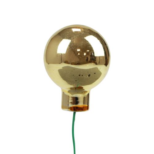 Artikel Weihnachtskugeln am Draht Glas Spiegelbeeren Gold 2,5cm 140 St