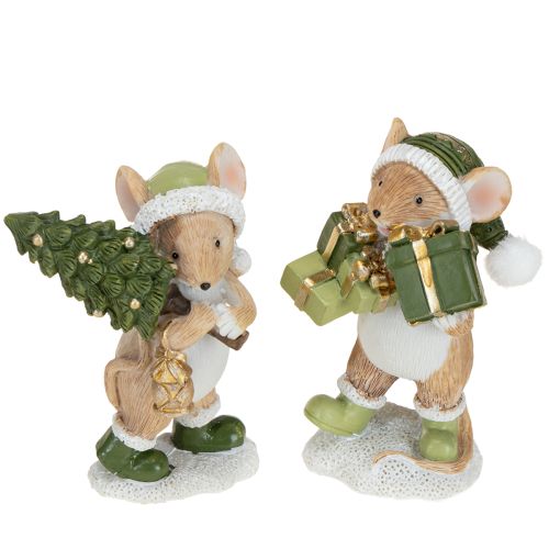 Weihnachtsmäuse Deko Maus Grün Braun H8cm 2 St