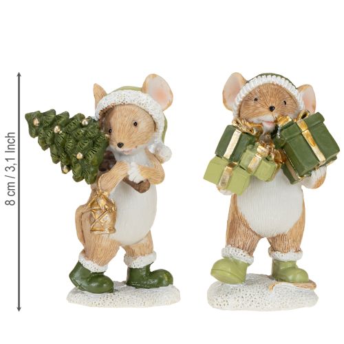 Weihnachtsmäuse Deko Maus Grün Braun H8cm 2 St | Floristik24.ch