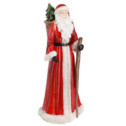 Floristik24 Weihnachtsmann Figur mit Korb Rot Weiß Grün Gold H36cm