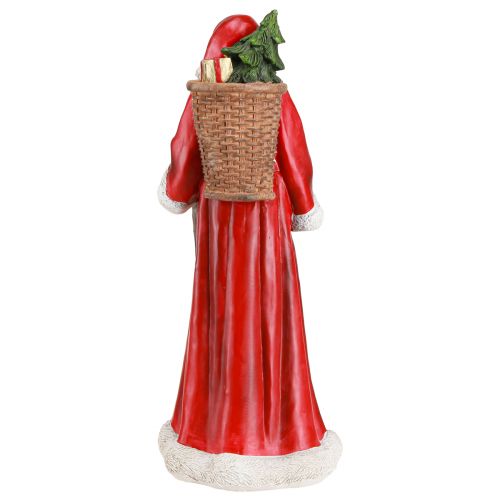 Artikel Weihnachtsmann Figur mit Korb Rot Weiß Grün Gold H36cm