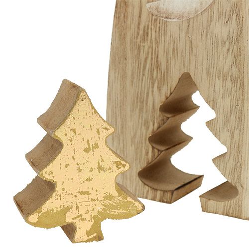 Floristik24 Weihnachtsmann Holz mit Tanne Gold 17cm