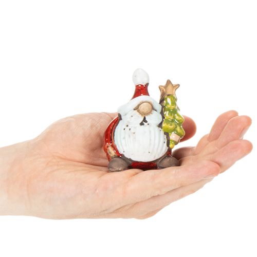 Weihnachtsmann-Figur aus Keramik mit Tannenbaum 7 cm 2er-Set | Floristik24.ch