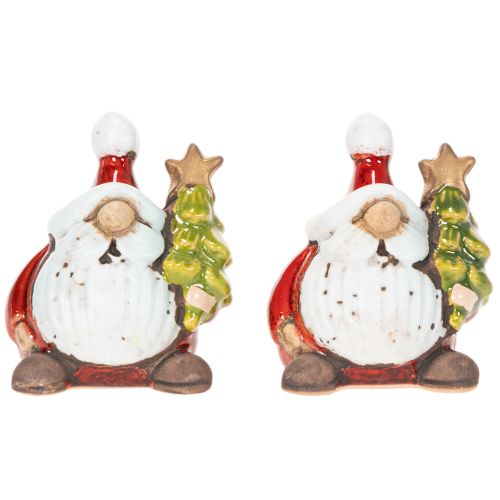 Weihnachtsmann-Figur aus Keramik mit Tannenbaum 7 cm 2er-Set | Floristik24.ch