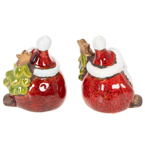 Weihnachtsmann-Figur aus Keramik mit Tannenbaum 7 cm 2er-Set | Floristik24.ch