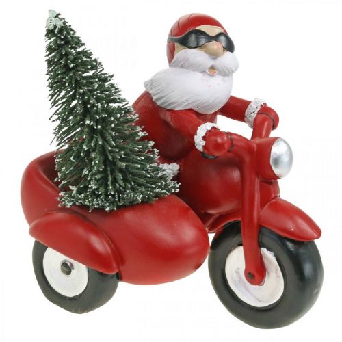 Floristik24 Deko-Figur Weihnachtsmann auf Motorrad mit Tanne 19,5×13×16cm