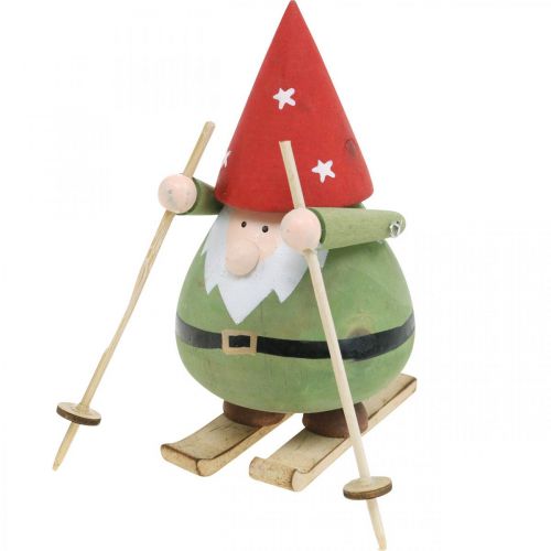 Floristik24 Wichtel auf Ski Deko Figur Holz Weihnachten Wichtelfigur H13cm