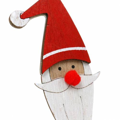 Floristik24 Holzstecker Weihnachtsmann mit Metallfeder Rot, Weiß, Natur 12/13cm L36/36,5cm 12St