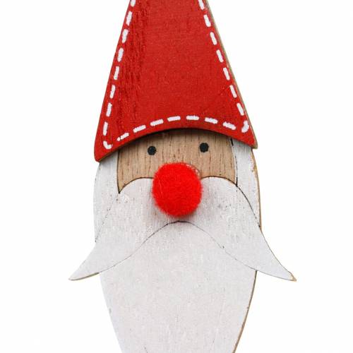 Floristik24 Holzstecker Weihnachtsmann mit Metallfeder Rot, Weiß, Natur 12/13cm L36/36,5cm 12St