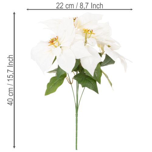 Künstliche Weihnachtssternblume Weiss 40 cm Kunstseide | Floristik24.ch