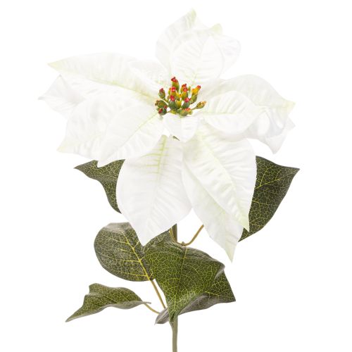Weisser künstlicher Weihnachtsstern mit Drahtstiel 65cm, 2 Stück