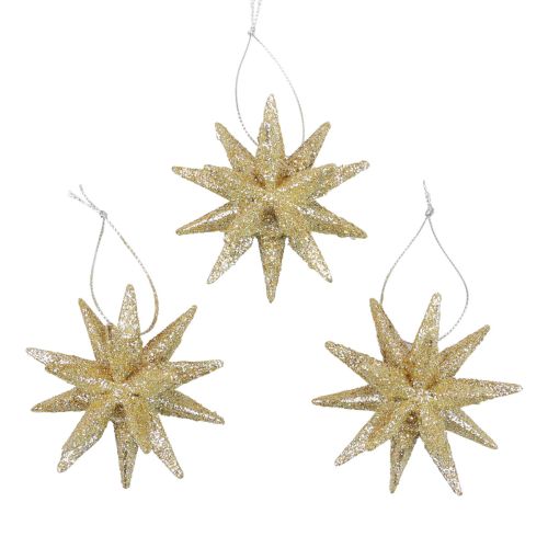 Floristik24 Weihnachtssterne Weihnachtsschmuck Gold Glitter Ø7cm 6St