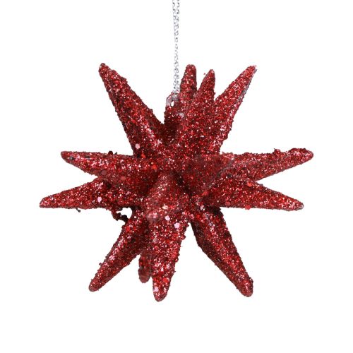 Floristik24 Weihnachtssterne Weihnachtsschmuck Rot Glitter Ø7cm 6 St