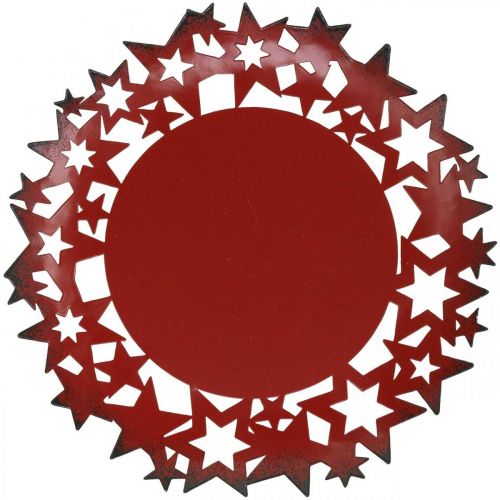 Artikel Weihnachtsteller Metall Dekoteller mit Sternen Rot Ø34cm
