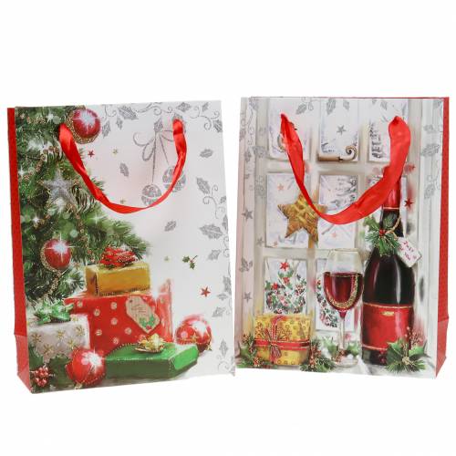 2 Pack Christmas Medium Gift Bag 23cm x 18cm x 8cm RED 