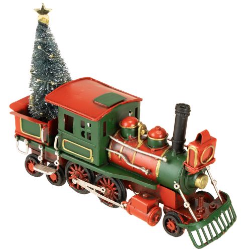 Floristik24 Weihnachtszug Rot Metall Deko Lokomotive mit Weihnachtsbaum 20cm