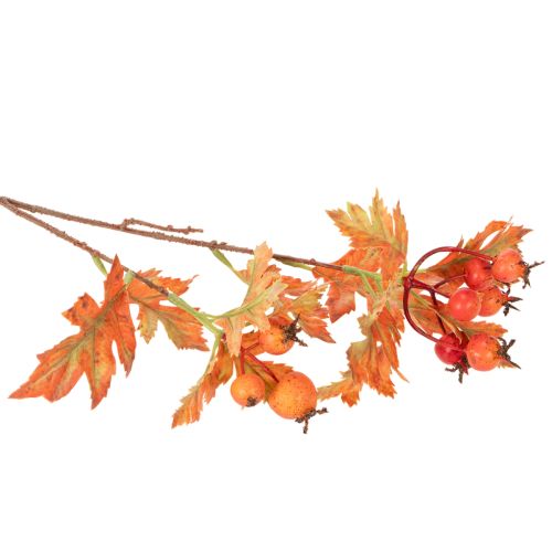 Künstlicher Weissdorn-Zweig mit Blättern und Beeren 62 cm Orange | Floristik24.ch