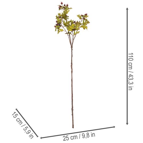 Künstlicher Weissdorn-Zweig mit roten Beeren 110cm | Floristik24.ch
