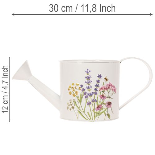 Weisse Metall Giesskanne 13,5 cm mit Blumenmotiv für Dekoration und Bepflanzung | Floristik24.ch