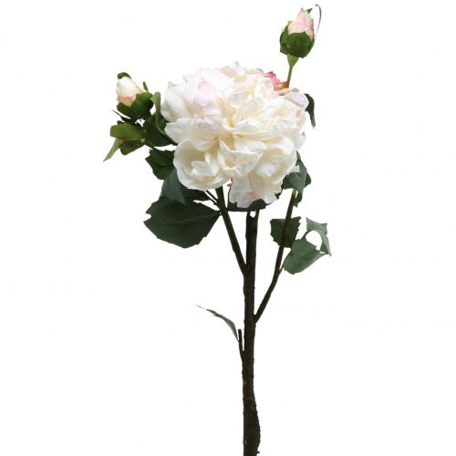 Floristik24 Weiße Rosen Kunstblumen Rose groß mit drei Knospen 57cm