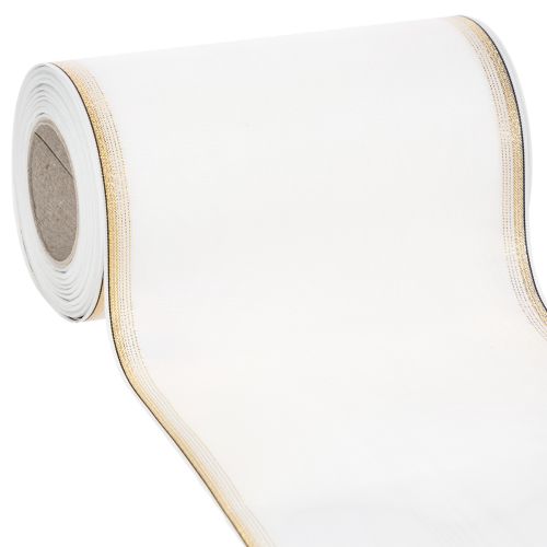 Weisses Kranzband aus Taft mit Gold-Perlkante 175mm für Dekoration und Floristik online kaufen | Floristik24.ch